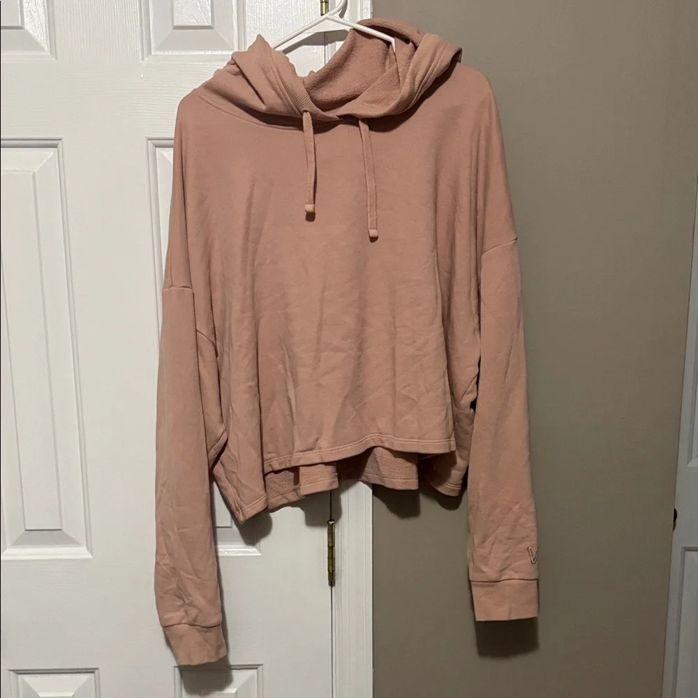 🤎 Victoria Sport Cropped Hoodie Sweatshirt Size XL | Blush Taupe - Picture 1 of 7